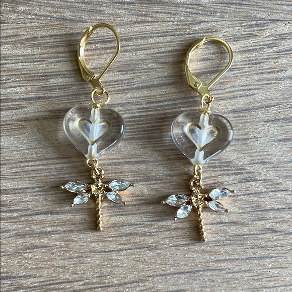 HAND CRAFTED DRAGONFLY PIERCED EARRINGS - Picture 6 of 14